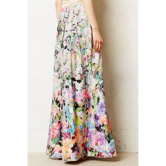 Ranna Gill x Anthropologie Women's Firefleur Maxi Skirt Watercolor Flower Print - Picture 3 of 11